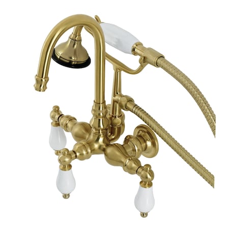 Kingston Brass AE11T7 Wall Mount Clawfoot Tub Faucet, Brushed Brass AE11T7